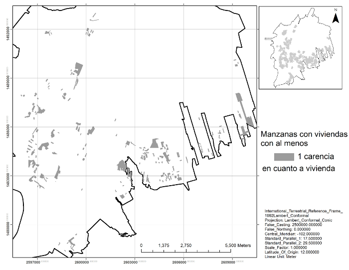 Manzanas que presentan al menos una carencia en cuanto a la vivienda