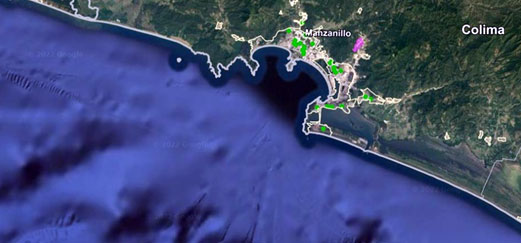 Figura 1. Distribución de plantas purificadoras en Manzanillo. Fuente: Instituto Nacional de Estadística y Geografía (INEGI)