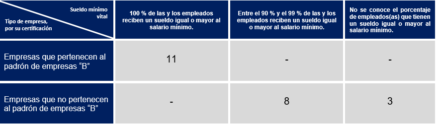 Áreas de análisis de las empresas B 