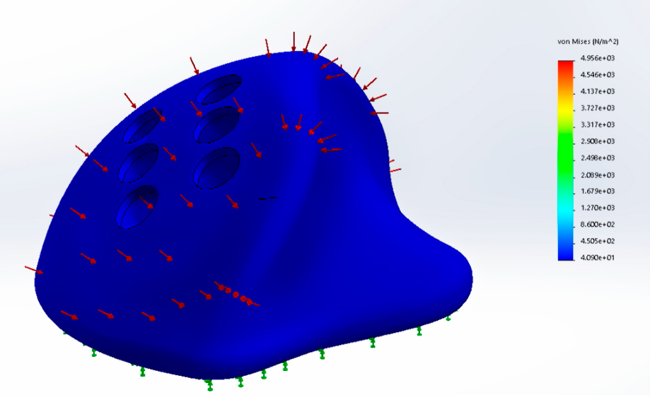 Figura 6. Distribución de fuerza nula (elaboración propia, se utilizó el software SolidWorks)